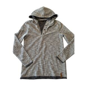 Outpost Makers Hooded Henley Men's M Gray Heather Cabin Core Casual Rugged